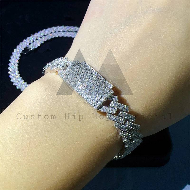 Pass Diamond Tester 925 Silver 10mm Double Links VVS Moissanite Cuban Link Chain