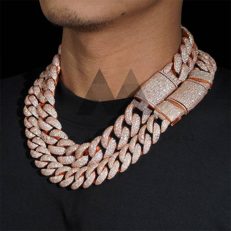 Mosaic Setting 20MM 23MM Cuban Link Chain VVS Moissanite Diamond Iced Out Hip Hop Chain