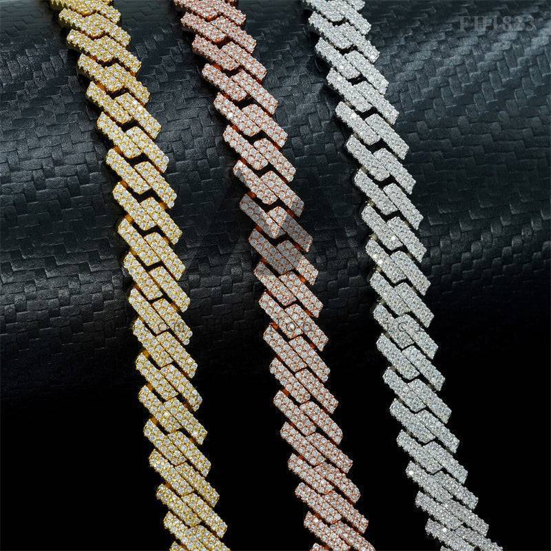 Pass Diamond Tester 925 Silver 10mm Double Links VVS Moissanite Cuban Link Chain