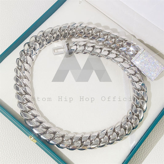 Iced Out Thick Heavy Rapper Jewelry 20mm 999 Silver Cuban Chain With Moissanite Clasp Lock