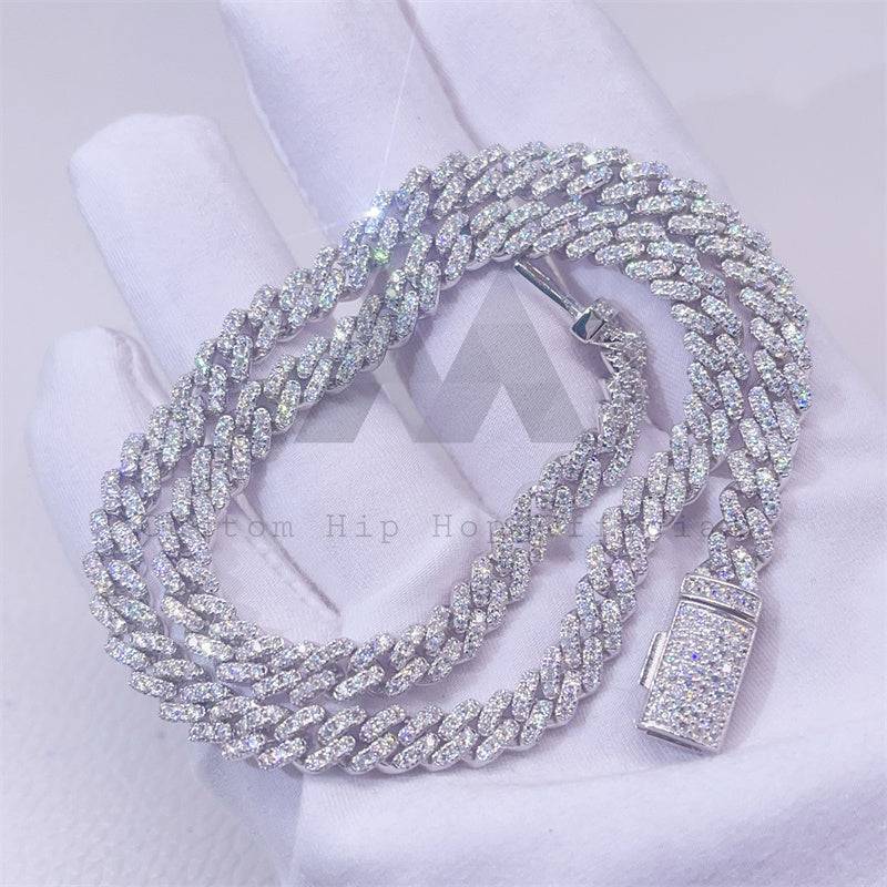 Sterling Silver 925 Moissanite Cuban Chain 6MM Fully Iced Solid Chain