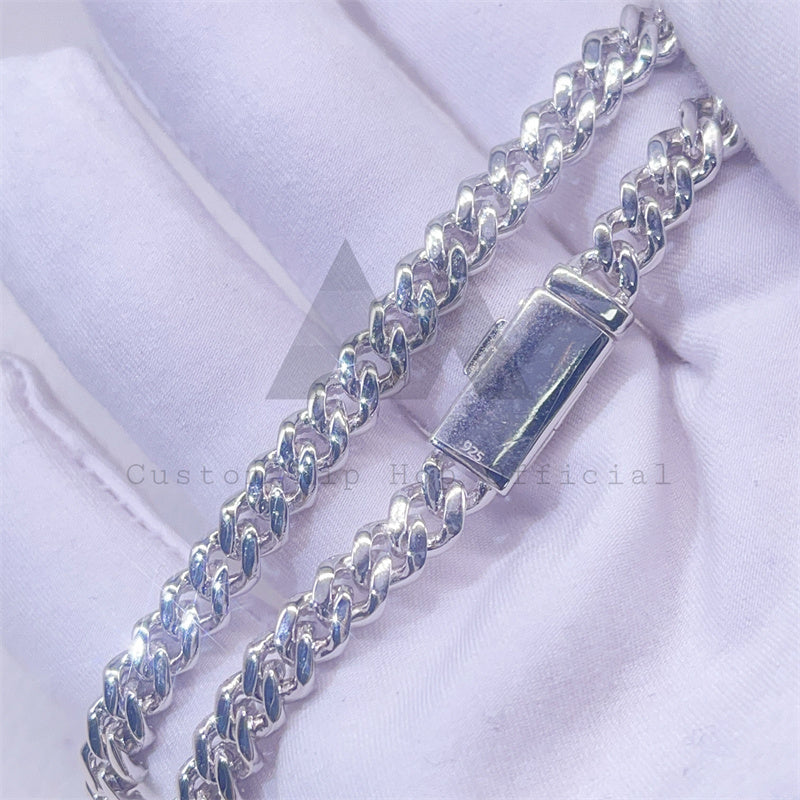 Sterling Silver 925 Moissanite Cuban Chain 6MM Fully Iced Solid Chain