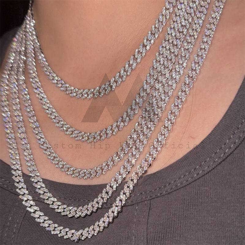 Sterling Silver 925 Moissanite Cuban Chain 6MM Fully Iced Solid Chain