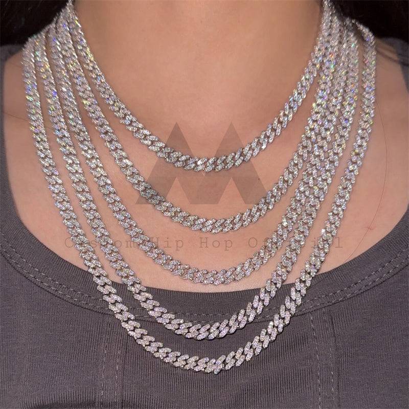 Sterling Silver 925 Moissanite Cuban Chain 6MM Fully Iced Solid Chain