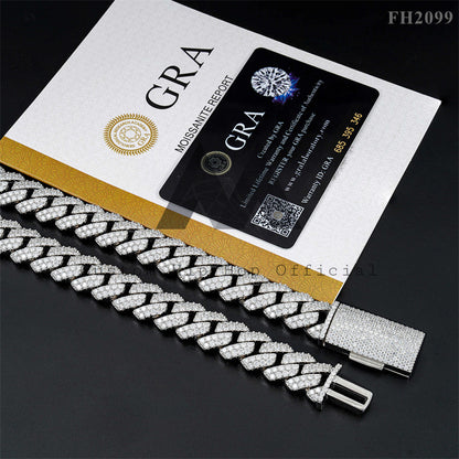 Gra Certificated 15MM Moissanite Cuban Chain Iced Out Hip Hop Jewelry Passing Diamond Tester4