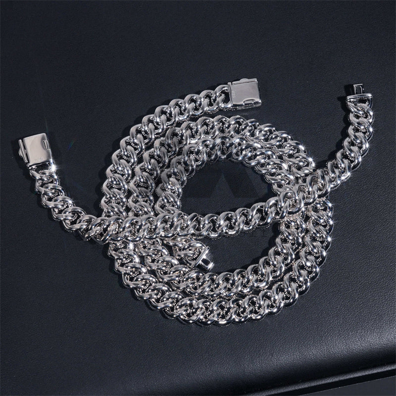 10MM Moissanite Diamond Round Edge Link Cuban Chain Necklace Bracelet Set Iced Out Hip Hop Jewelry3