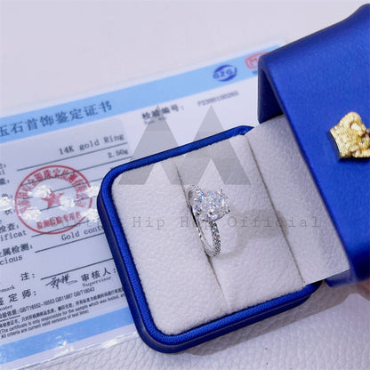 GRA certificado 925 prata 10K 14K 18K ouro clássico 4 pontas com corte oval anel de diamante Moissanie