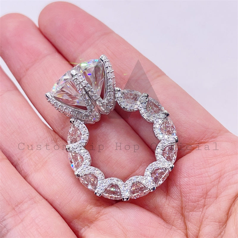 Elegant 925 Silver 10K 14K 18K White Gold VVS Moissanite Diamond Engagement Ring Fully Iced 12CT4