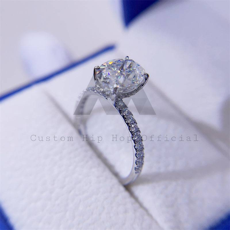 GRA Certificated 925 Silver 10K 14K 18K Gold Classic 4 Prongs Setting Oval Cut Moissanie Diamond Ring