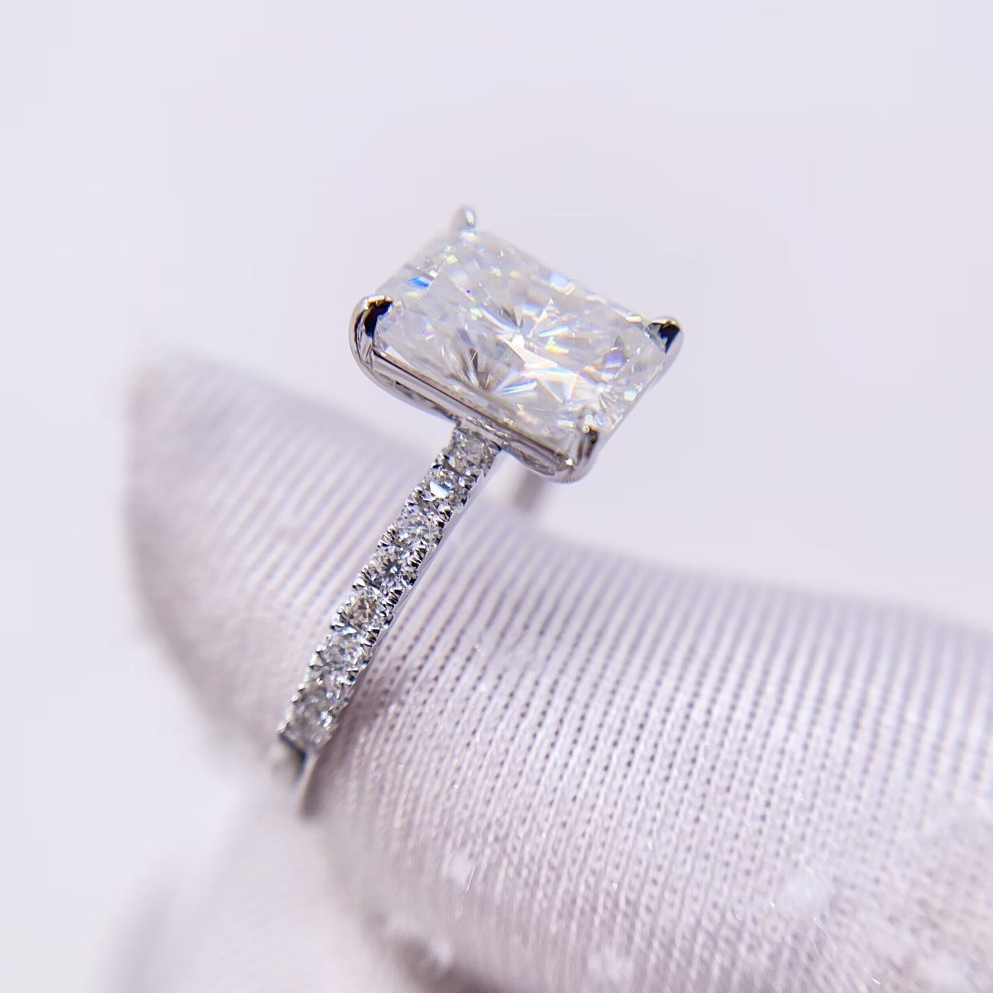 Estilo vintage 10k 14k 18k ouro branco corte radiante 5CT Moissanite anel de diamante para casamento