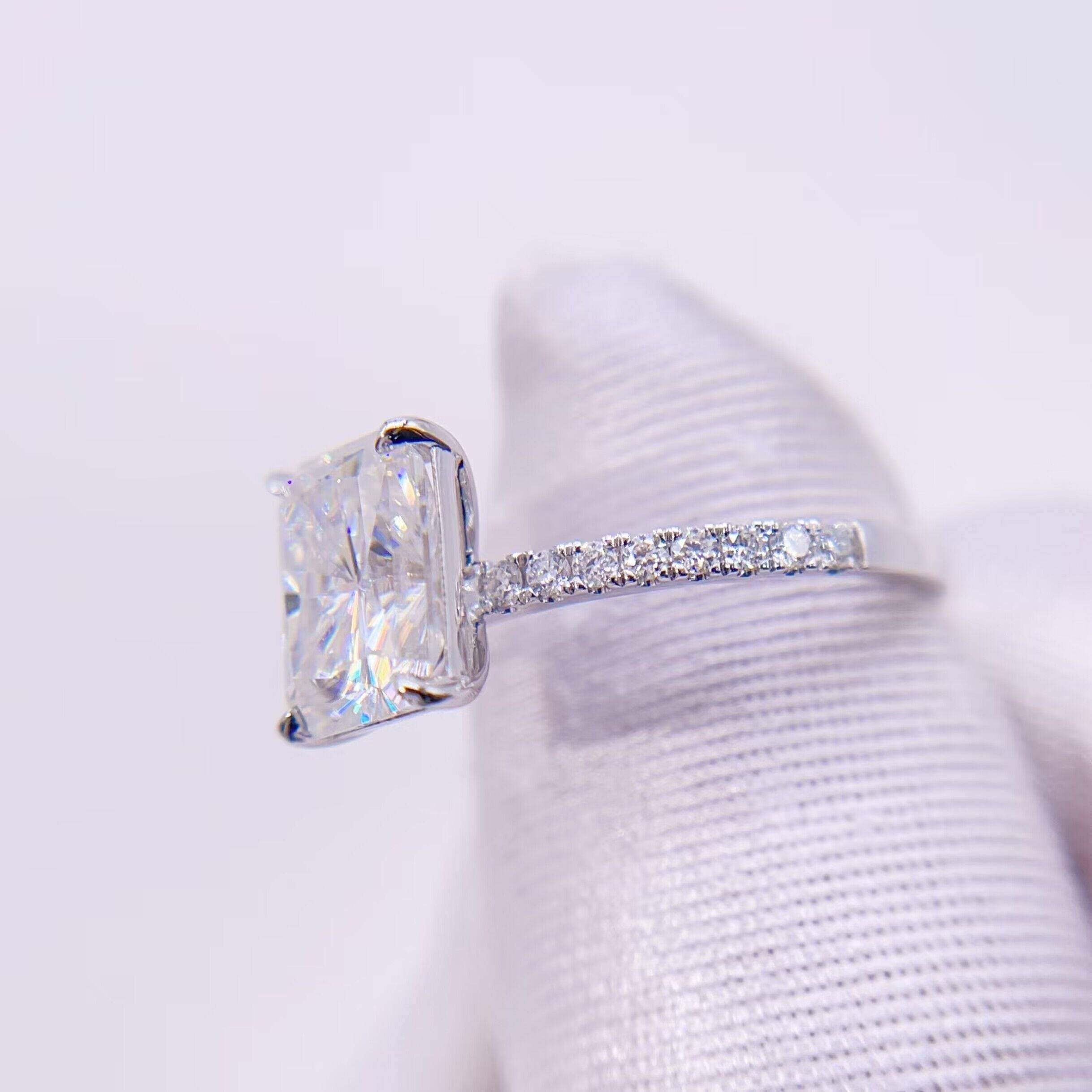 Estilo vintage 10k 14k 18k ouro branco corte radiante 5CT Moissanite anel de diamante para casamento