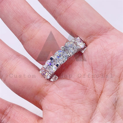 Elegant 925 Silver 10K 14K 18K White Gold VVS Moissanite Diamond Engagement Ring Fully Iced 12CT1