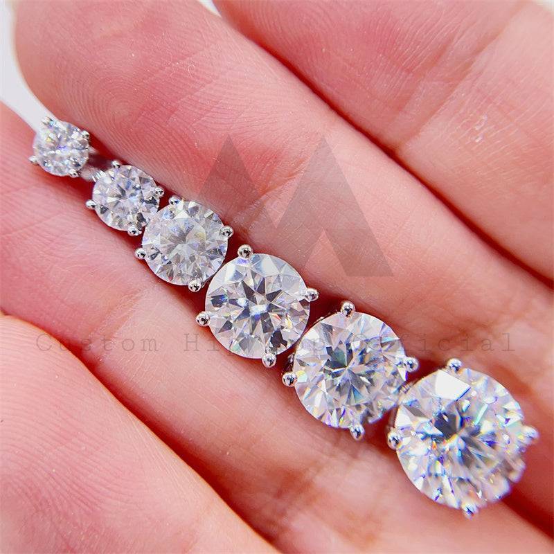 gra certificiated hot sell single stone solitaire earrings 10k real gold moissanite stud earrings with screw back