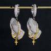 Iced Out Moissanite Diamond Hoop Earrings 925 Silver, White & Yellow Gold