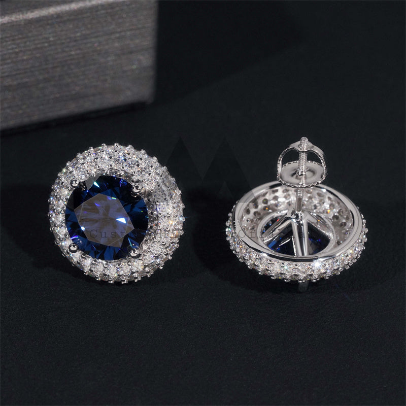 Screw Back Silver New Arrival Halo Diamond Style VVS Moissanite Stud Earrings 10MM Middle Stone