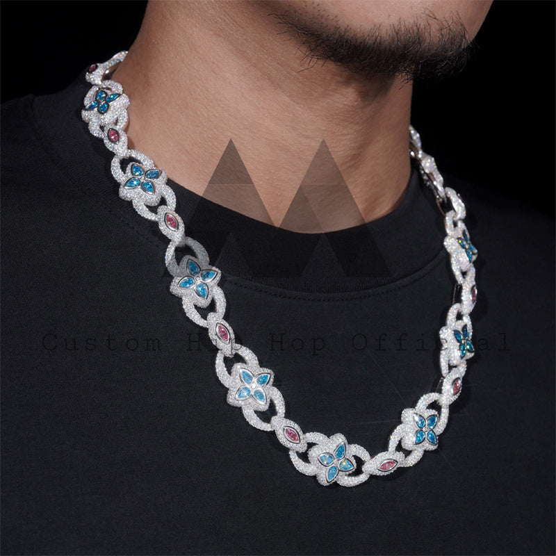 20MM Iced Out VVS Color Moissanite Hip Hop Chain  Link Necklace For Men