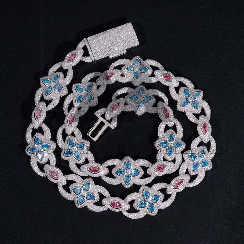 20MM Iced Out VVS Color Moissanite Hip Hop Chain  Link Necklace For Men