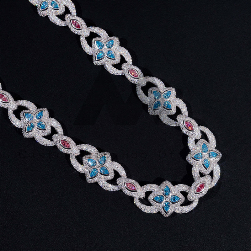 20MM Iced Out VVS Color Moissanite Hip Hop Chain  Link Necklace For Men