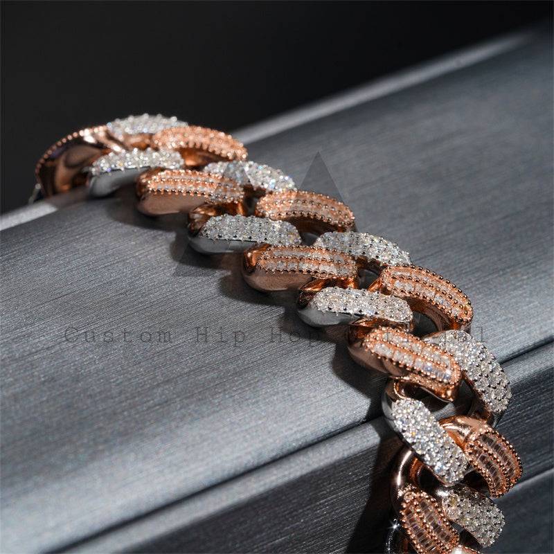 Gra 15MM Iced Out Moissanite Diamond Hip Hop Jewelry Cuban Link Bracelet