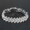 Solid Silver Iced Out 15MM Baguette Diamond Moissanite Spike Cuban Link Bracelet Hip Hop Jewelry1