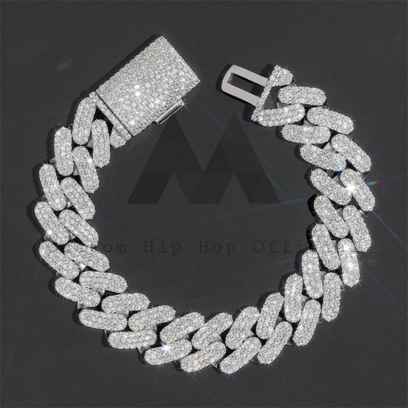 Men's hip hop jewelry with 18MM VVS Moissanite Diamond Cuban Link Bracelet Three Rows Fully Iced Out1