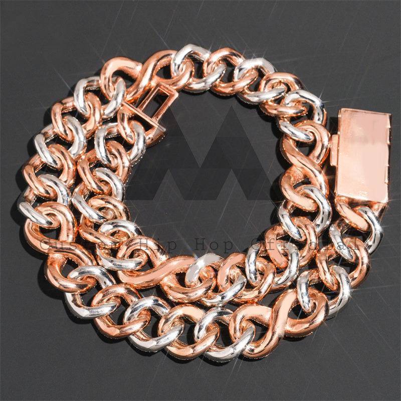 925 Silver 18MM Cuban Link Mix Infinity Link Iced Out Moissanite Hip Hop Jewelry1