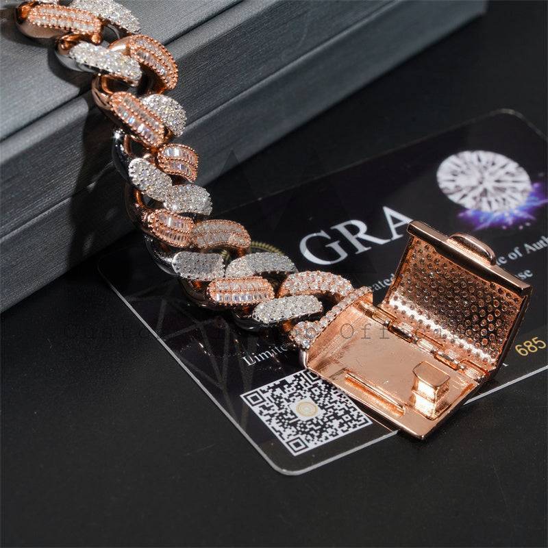 Gra 15MM Iced Out Moissanite Diamond Hip Hop Jewelry Cuban Link Bracelet