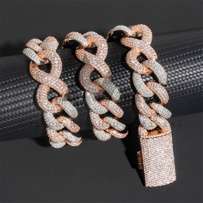 925 Silver 18MM Cuban Link Mix Infinity Link Iced Out Moissanite Hip Hop Jewelry0