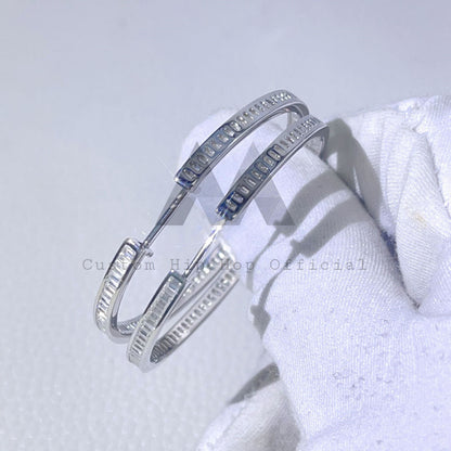 Новые модные женские серьги-кольца большого размера 45 мм с багетом и муассанитом с бриллиантами
