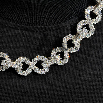 hip hop 15mm vvs moissanite infnity link chain iced out 925 silver white gold plated