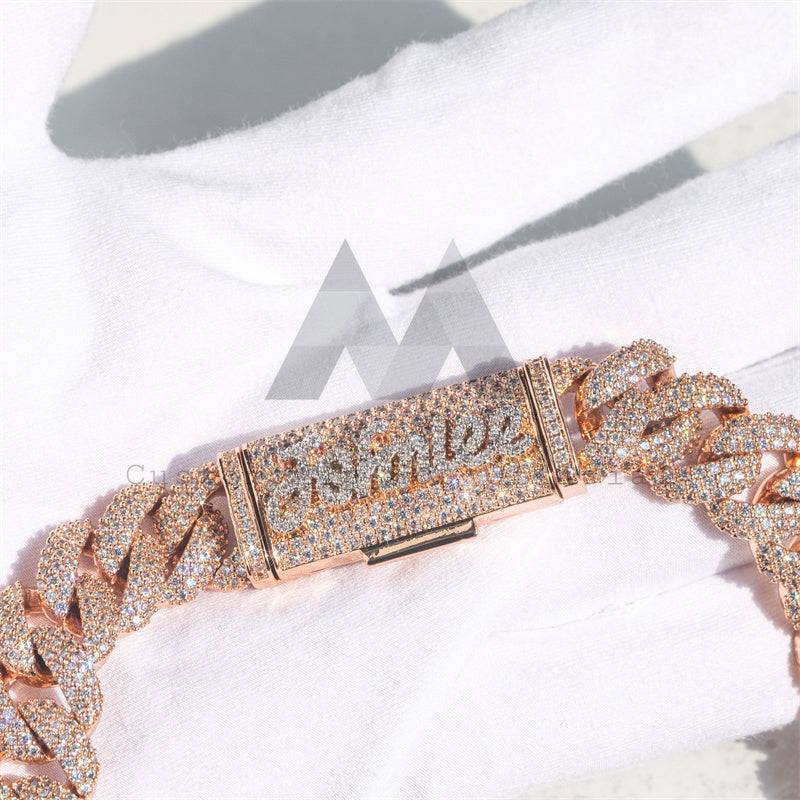 Rose Gold and White Gold 16MM Cuban Choker Name Necklace with Moissanite in Hip Hop Jewelry Style1