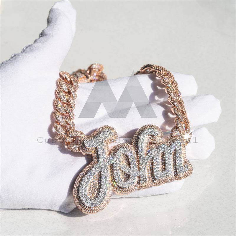 Rose Gold and White Gold 16MM Cuban Choker Name Necklace with Moissanite in Hip Hop Jewelry Style3