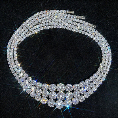 Женское модное ожерелье из муассанита с покрытием из белого золота 925 пробы, размер камня-колье
