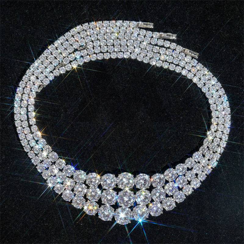 White Gold Plating 925 Sterling Silver Women Fashion Mix Stone Size Moissanite Choker Necklace