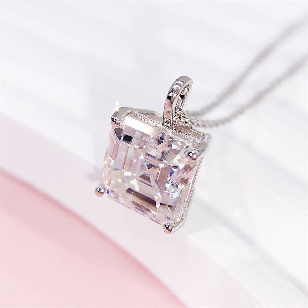 925 Sterling Silver Asscher Cut VVS Moissanite Necklace With Earrings Set For Women