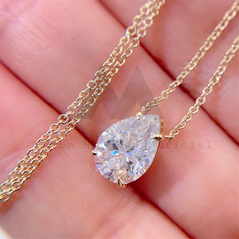 Women Classic Designer Choker Necklace 10k 14K 18K Yellow Gold 1CT Pear Cut Moissanite Diamond Necklace