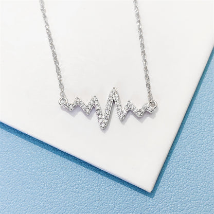 Женское ожерелье из серебра 925 пробы с белым золотом и муассанитом с бриллиантом Heartbeat