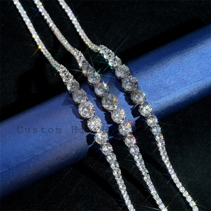White Gold Plating 925 Sterling Silver Women Fashion Mix Stone Size Moissanite Choker Necklace