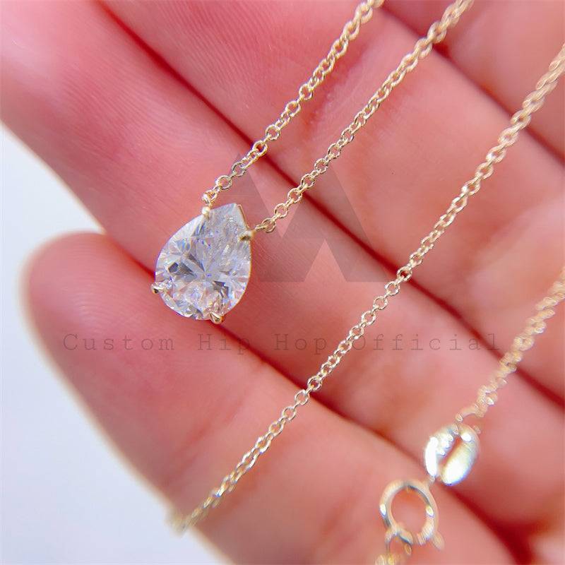 Women Classic Designer Choker Necklace 10k 14K 18K Yellow Gold 1CT Pear Cut Moissanite Diamond Necklace