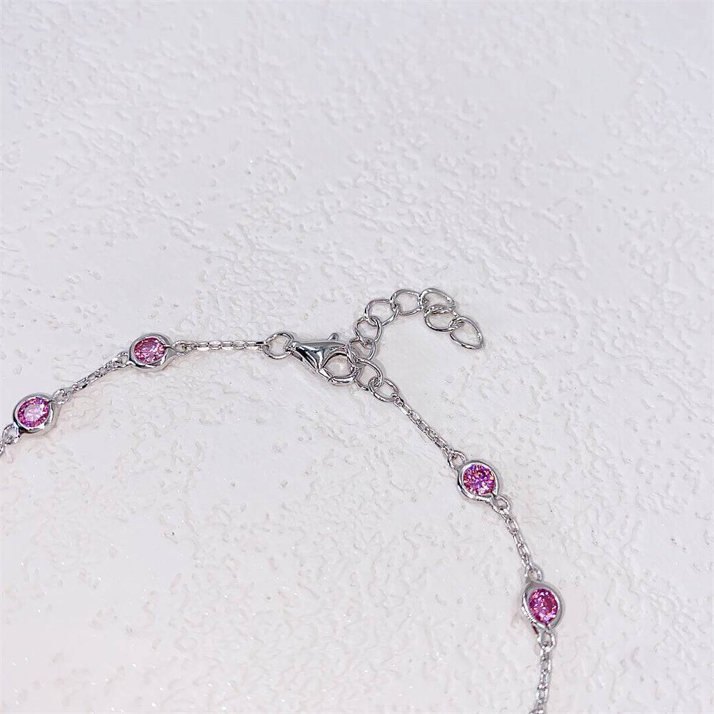 Elegant 3MM Pink Moissanite Bezel Necklace in Sterling Silver Hip Hop Jewelry1