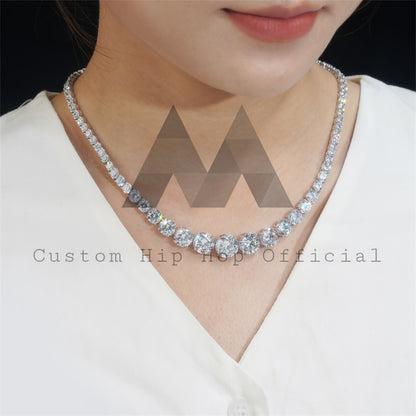 White Gold Plating 925 Sterling Silver Women Fashion Mix Stone Size Moissanite Choker Necklace