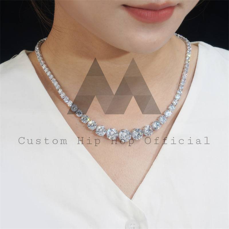 White Gold Plating 925 Sterling Silver Women Fashion Mix Stone Size Moissanite Choker Necklace