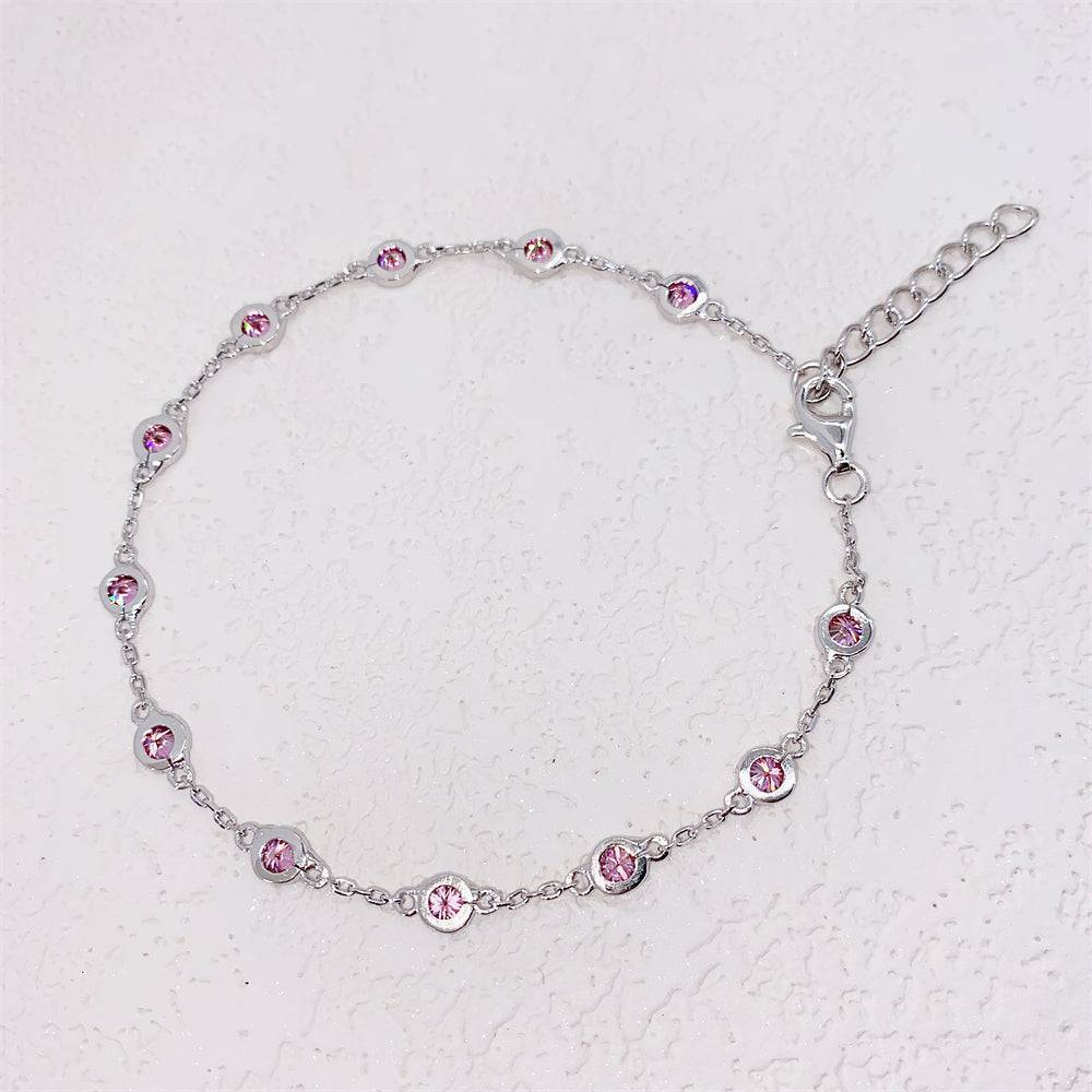 Elegant 3MM Pink Moissanite Bezel Necklace in Sterling Silver Hip Hop Jewelry3