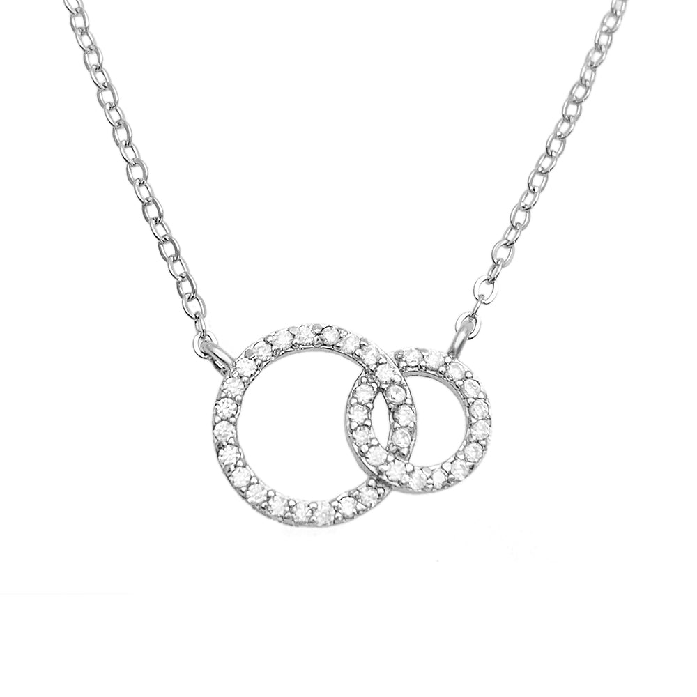 925 Silver Double Circle Necklace with Moissanite Diamonds for Women - Valentine's Day Gift1