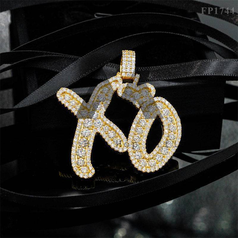 Unique Design Hot Sell 925 Silver VVS Moissanite Iced Out Pendant XO Fit For 4MM Tennis Chain