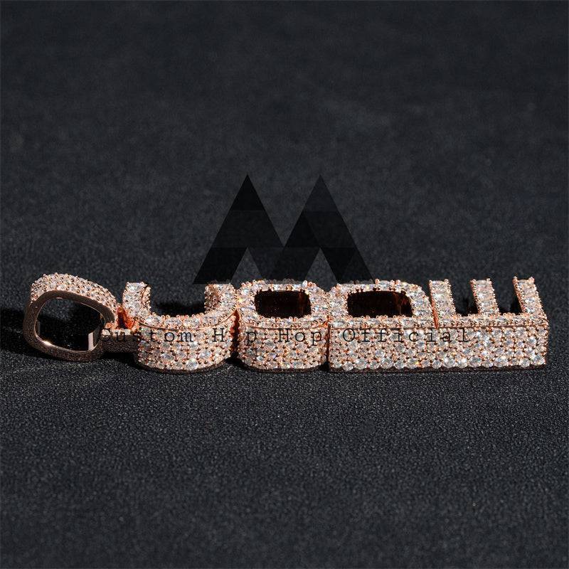 Rose Gold 2.5 inch Tall Custom Moissanite Name Pendant with Mosaic Setting in Hip Hop Jewelry Style1