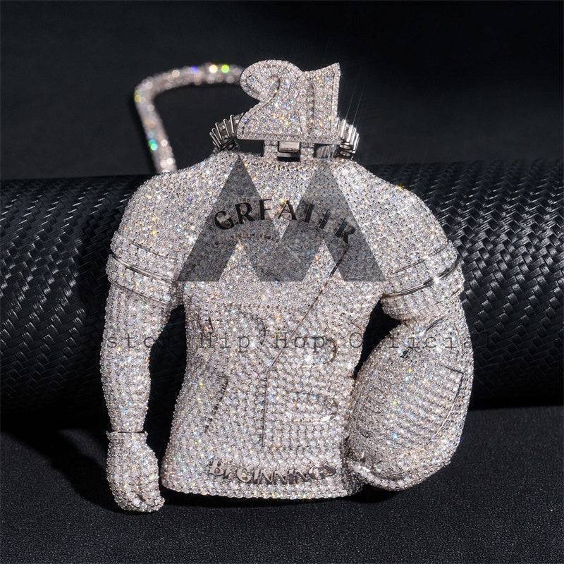 Iced Out Moissanite Pendant 3 inch Tall Custom Made Hip Hop Rapper Jewelry4