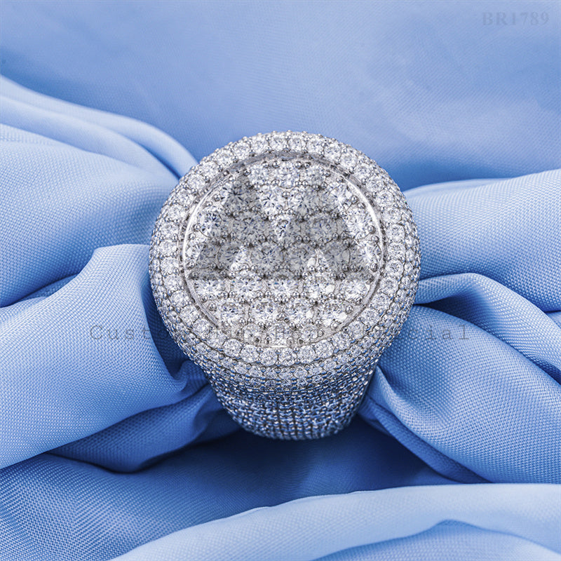 Полностью ледяное серебро 925 пробы, мужское модное кольцо VVS с муассанитом Iced Out, хип-хоп