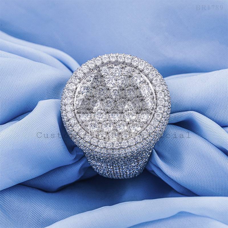 Fully Iced 925 Silver Men Fashion Design VVS Moissanite Iced Out Ring Hip Hop