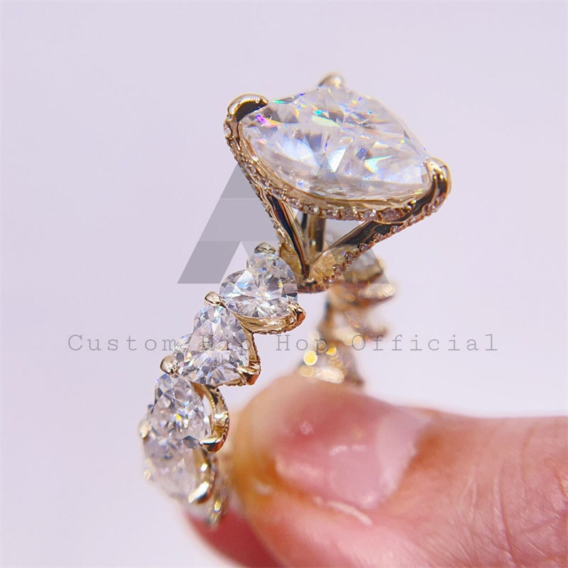 Women Jewelry VVS Heart Cut Moissanite Engagement Ring 925 Silver 10K 14K 18K Yellow Gold